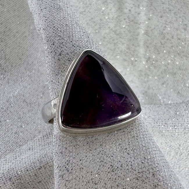 Chevron Amethyst Ring-Size 8 Triangle-Sterling Silver