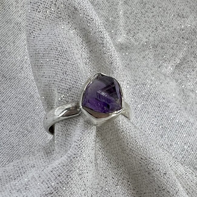 Amethyst Rough Ring-Size 7 Sterling Silver Natural Raw