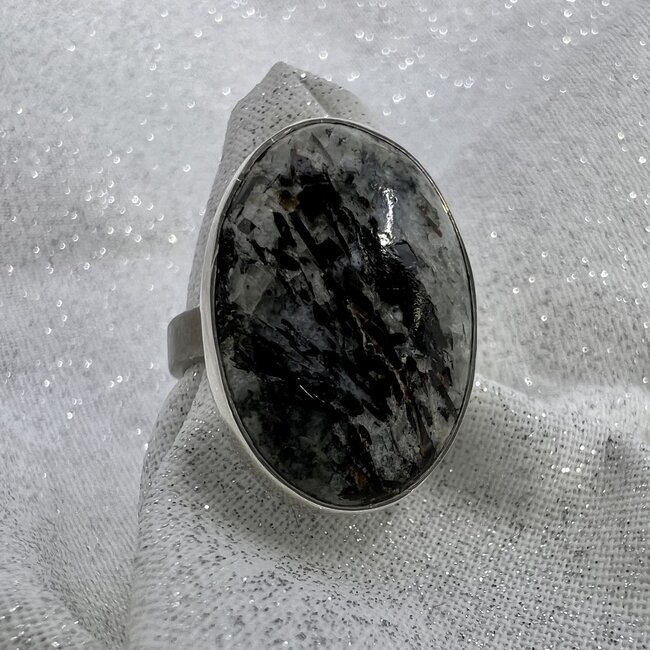 Astrophyllite Ring-Adjustable Oval-Sterling Silver