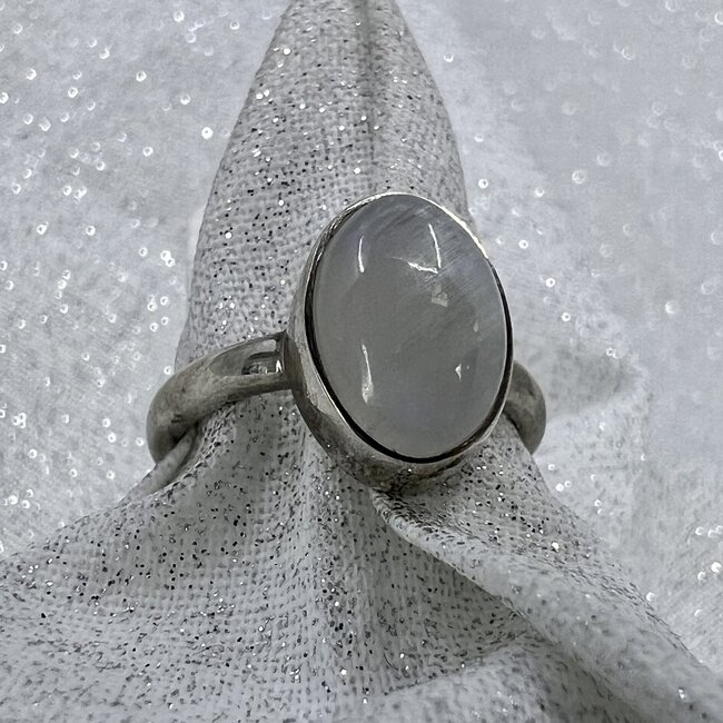 Rainbow Moonstone Ring-Size 6 Oval-Sterling Silver