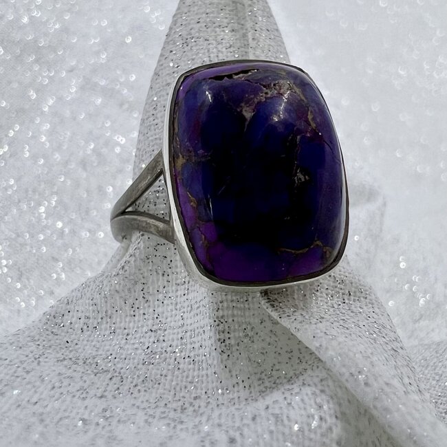 Purple Mojave Turquoise Size 9 Ring-Rectangle Sterling Silver