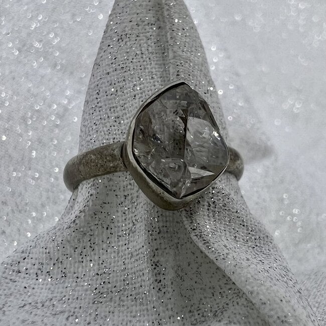 Herkimer Diamond Natural Ring-Size 6 Sterling Silver Raw Rough