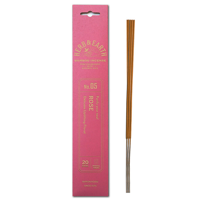 Rose Incense - 20 Sticks Herb & Earth (Delicate Uplifting Floral) - Bamboo Natural Oil Low Smoke #5