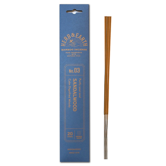 Sandalwood Incense - 20 Sticks Herb & Earth (Calm Dignified Woody) - Bamboo Natural Oil Low Smoke #3