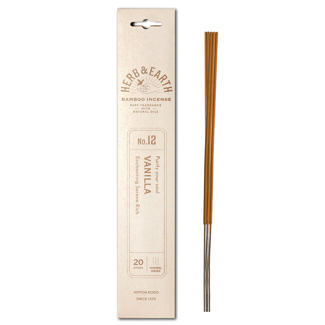 Vanilla Incense - 20 Sticks Herb & Earth Enchanting Serene Rich) - Bamboo Natural Oil Low Smoke #12