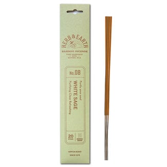 White Sage Incense - 20 Sticks Herb & Earth (Purifying Clean Refreshing) - Bamboo Natural Oil Low Smoke #8