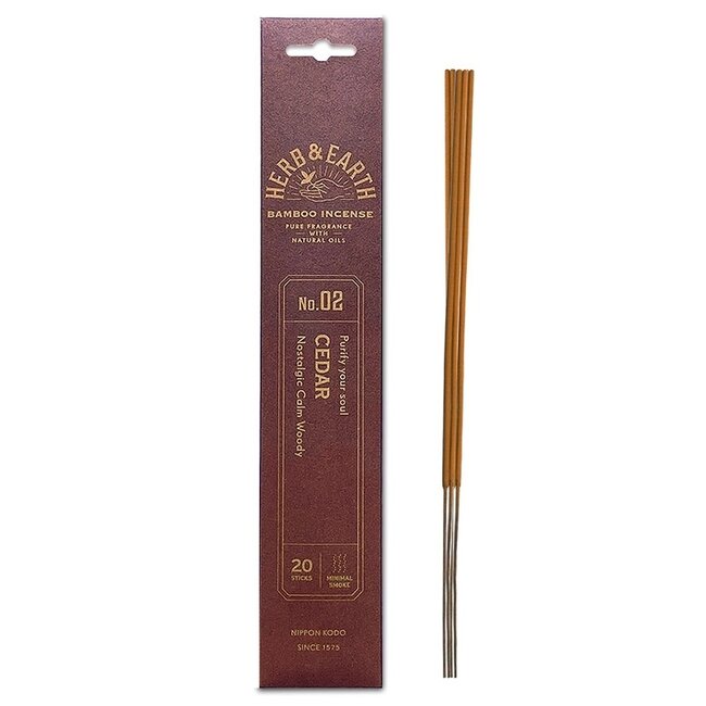 Cedar Incense - 20 Sticks Herb & Earth (Nostalgic Calm Woody) - Bamboo Natural Oil Low Smoke #2