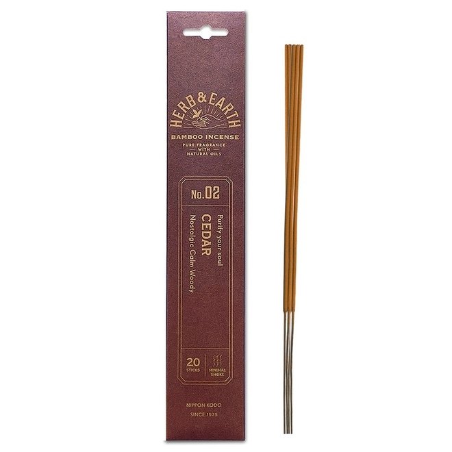 Cedar Incense - 20 Sticks Herb & Earth (Nostalgic Calm Woody) - Bamboo Natural Oil Low Smoke #2