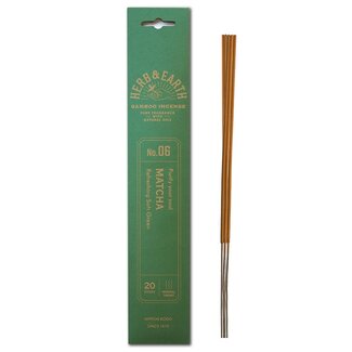 Matcha Incense - 20 Sticks Herb & Earth (Refreshing Soft Green) - Bamboo Natural Oil Low Smoke #6