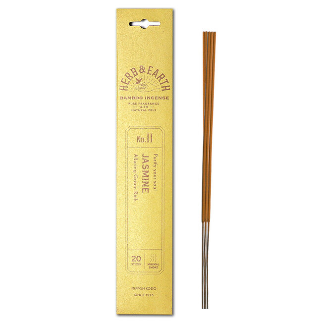 Jasmine Incense - 20 Sticks Herb & Earth (Alluring Green Rich) - Bamboo Natural Oil Low Smoke #11