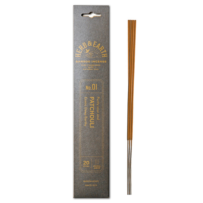 Patchouli Incense - 20 Sticks Herb & Earth (Exotic Deep Earthy) - Bamboo Natural Oil Low Smoke #1