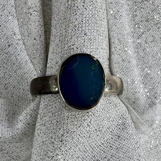 Australian Opal Oval Ring-Size 7 Sterling Silver