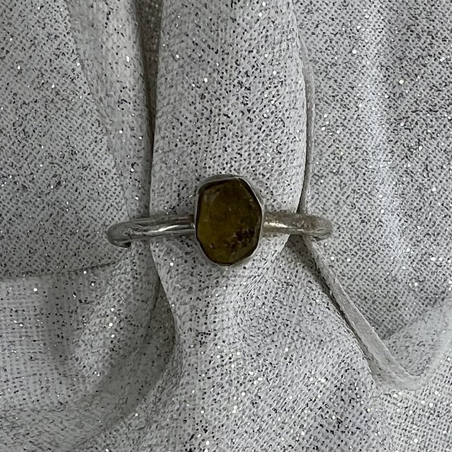 Libyan Tektite Glass Ring-Size 4 Rough-Sterling Silver
