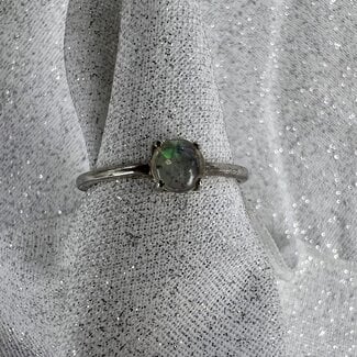 Ethiopian Opal Ring-Size 4 Round Sterling Silver
