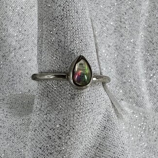 Ethiopian Opal Ring-Size 5 Teardrop/Pear Sterling Silver