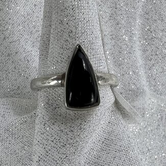 Black Onyx Ring-Size 7 High Triangle-Sterling Silver