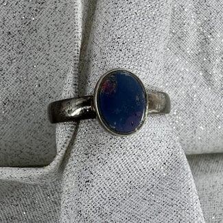 Doublet Opal Oval Ring-Size 8 Sterling Silver