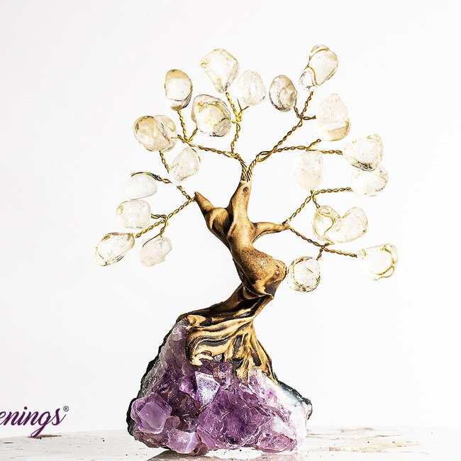 Clear Quartz  Bonsai Tree on Clear Quartz - 3.5"