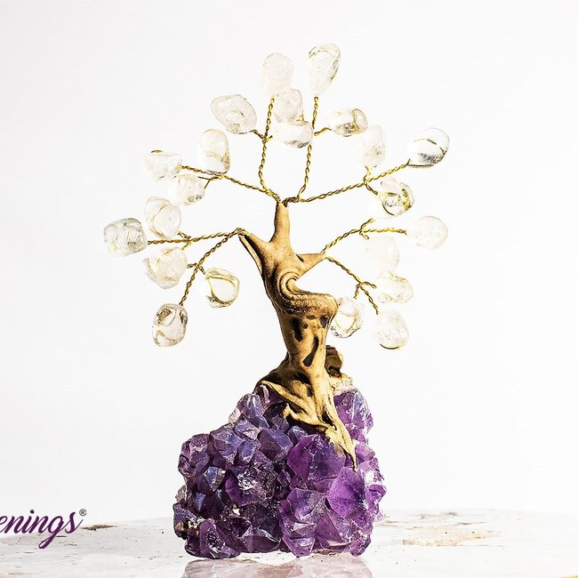 Clear Quartz  Bonsai Tree on Clear Quartz - 3.5"