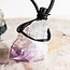 Amethyst Point on Wax Cord Necklace - Long Rough Raw Natural