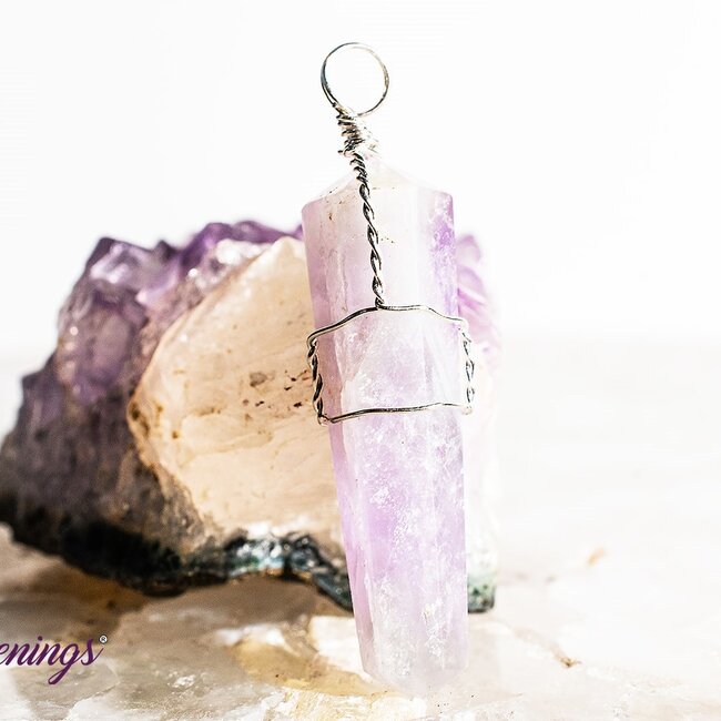 Amethyst Pendants - Wire Wrapped Faceted Points - Silver Plated