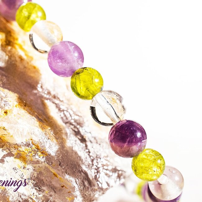 Amethyst Clear Quartz & Peridot Bracelets - 6mm
