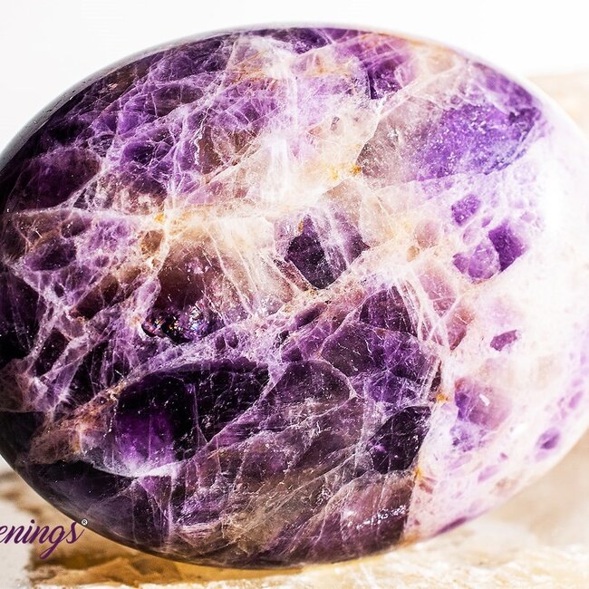 Chevron (Dream) Amethyst Palm Pillow Pocket Stone - Medium