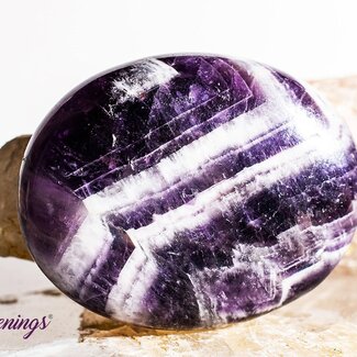 Chevron (Dream) Amethyst Palm Pillow Pocket Stone - Medium