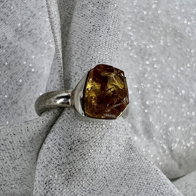 Citrine Ring Natural-Size 6 Sterling Silver Rough Raw