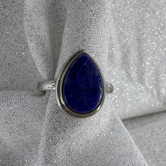Lapis Lazuli Ring-Size 6 Teardrop/Pear-Sterling Silver