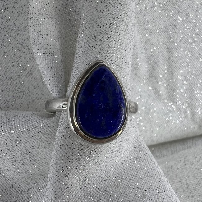 Lapis Lazuli Ring - Size 6 Teardrop Pear - Sterling Silver