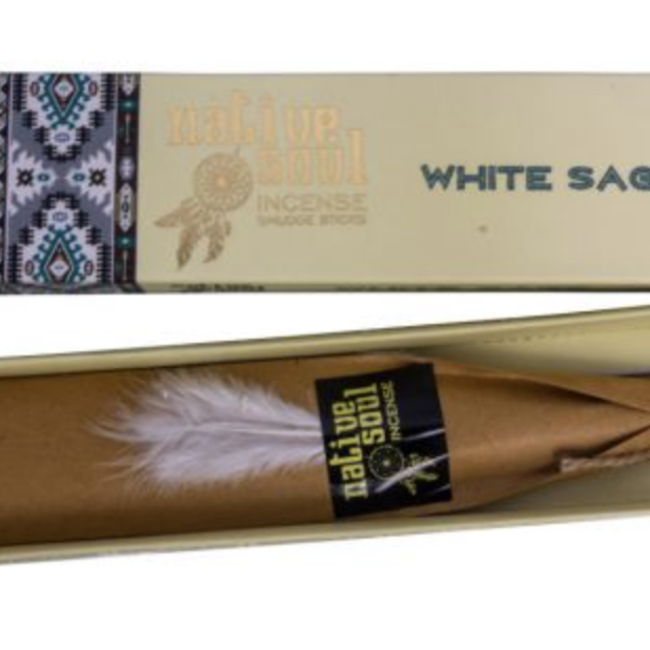 White Sage Incense Sticks Smudge -12 Sticks in Box 15g - Native Soul