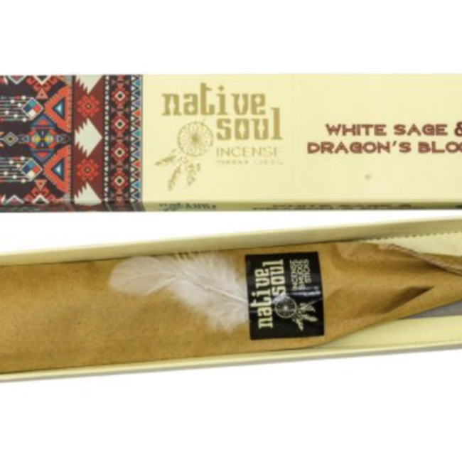 White Sage & Dragon's Blood Incense Sticks Smudge -12 Sticks in Box 15g - Native Soul