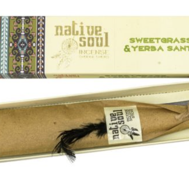 Sweetgrass & Yerba Santa Incense Sticks Smudge -12 Sticks in Box 15g - Native Soul