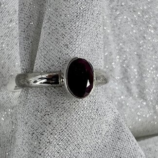 Ruby Ring Size 8-Oval Faceted Sterling Silver