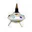 Backflow Reverse Flow Incense Cone Burner (Space Ship Spaceship UFO) - Small Metallic with Gems