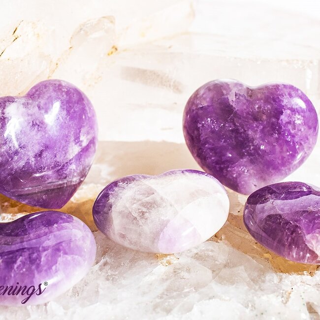 Amethyst Hearts - Small 1" Polished