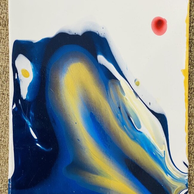 Blue & Yellow, Red Dot Hand Painted Picture