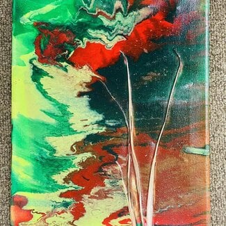 Green & Red Hand Painted Picture with Nature