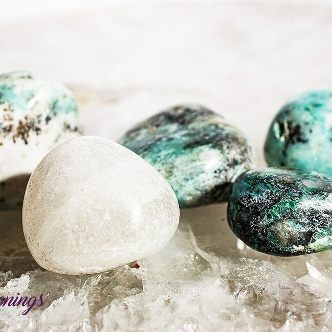 Clear (Crystal) Quartz & Chrysocolla - Tumbled