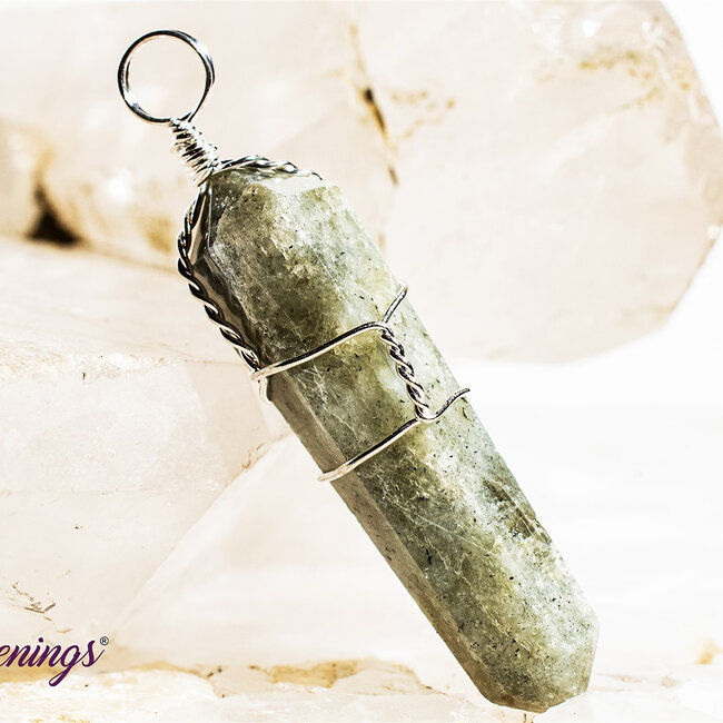 Labradorite Pendants - Wire Wrapped Faceted Points - Silver Plated