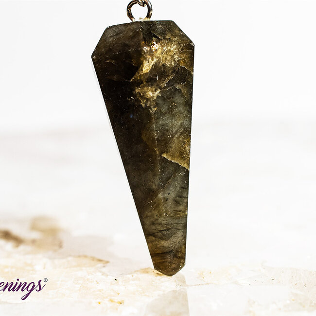Labradorite Pendulums - Dowsing Hexagonal Faceted Cone Point Divination - Silver Chain Crystal Gemstone