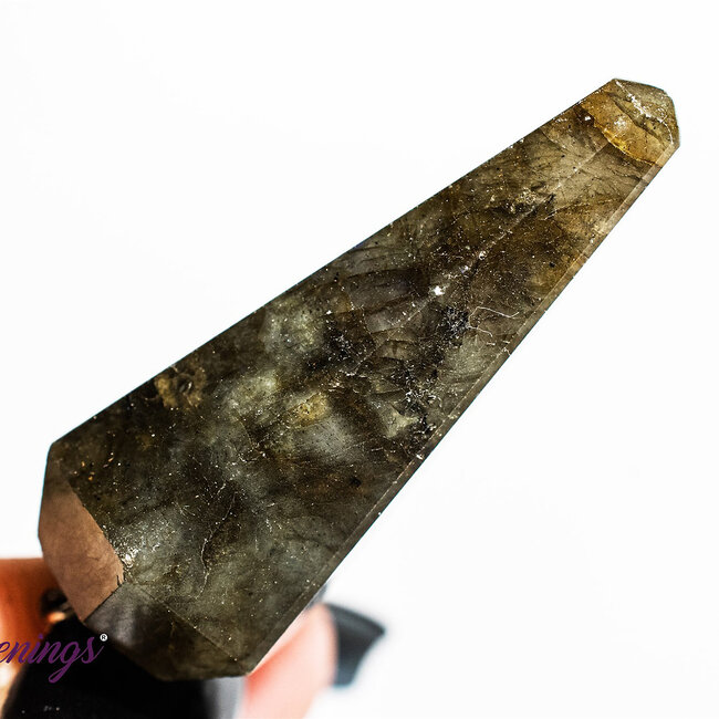 Labradorite Pendulums - Dowsing Hexagonal Faceted Cone Point Divination - Silver Chain Crystal Gemstone