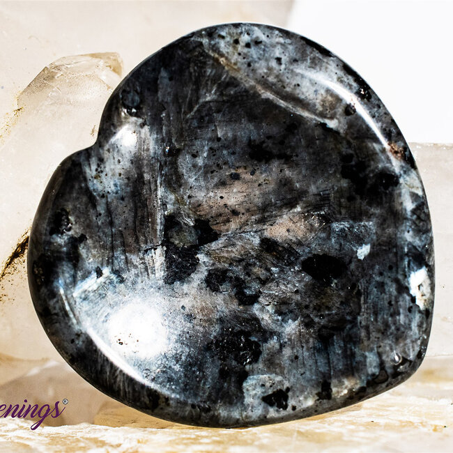 Black Labradorite (Larvikite) Worry (Thumb Fidget Relaxation Pocket) Stones - Hearts