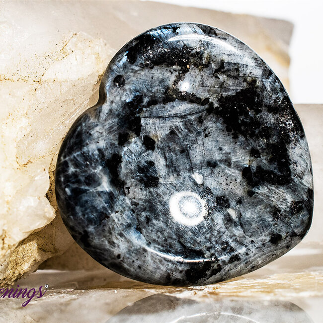 Black Labradorite (Larvikite) Worry (Thumb Fidget Relaxation Pocket) Stones - Hearts