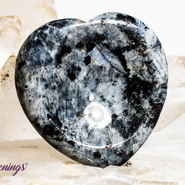 Black Labradorite (Larvikite) Worry (Thumb Fidget Relaxation Pocket) Stones - Hearts