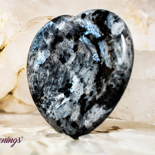 Black Labradorite (Larvikite) Worry (Thumb Fidget Relaxation Pocket) Stones - Hearts