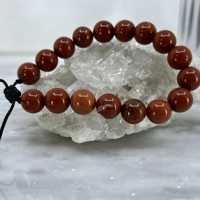 Red Jasper Bracelets Adjustable Parachute - 10mm