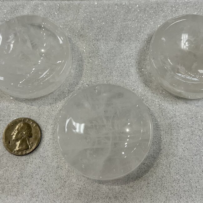 Clear (Crystal) Quartz Dish Sphere Stand - 2-2.5" Bowl Jewelry Trinket Tray Decor