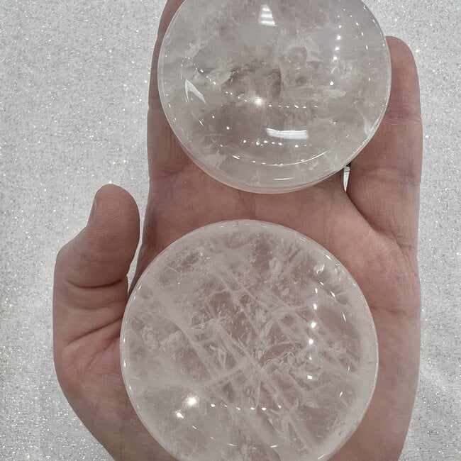 Clear (Crystal) Quartz Dish Sphere Stand - 2-2.5" Bowl Jewelry Trinket Tray Decor